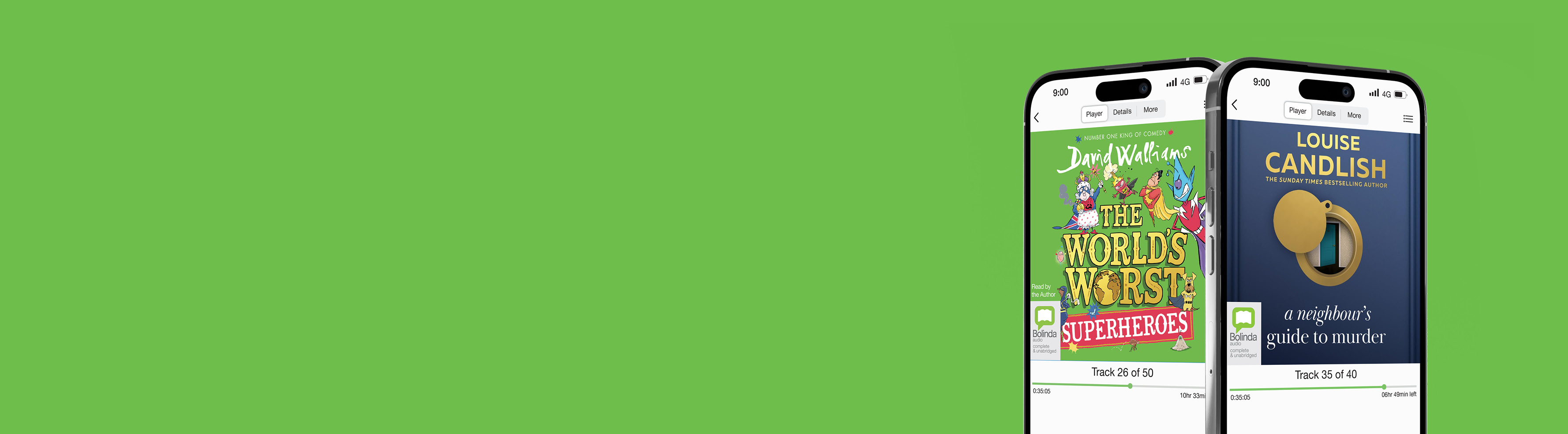 2 x mobile phones on a green background