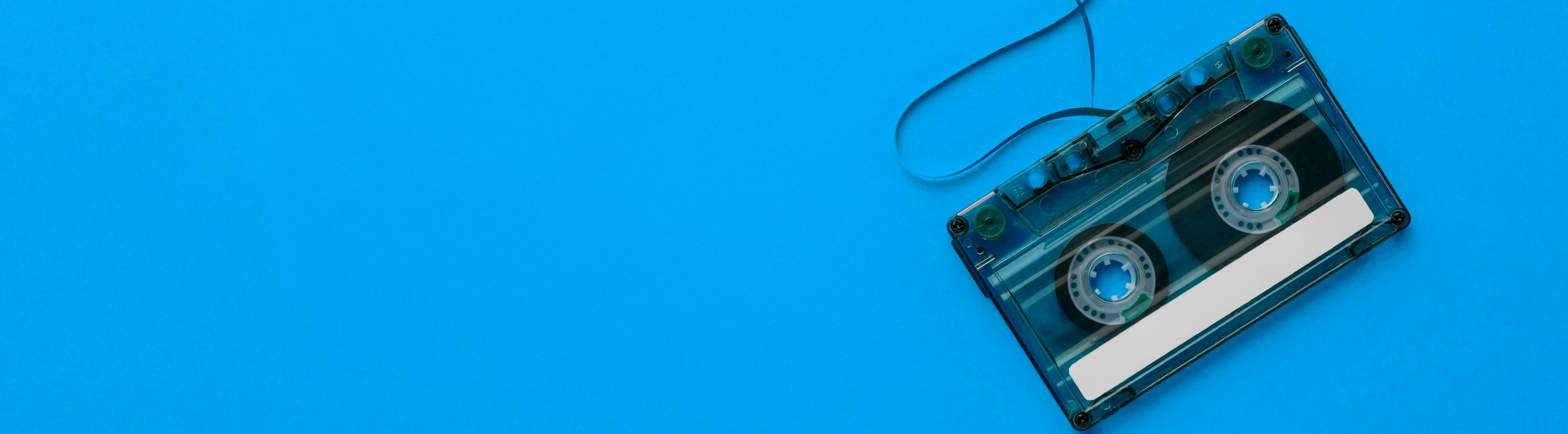 cassette on blue background