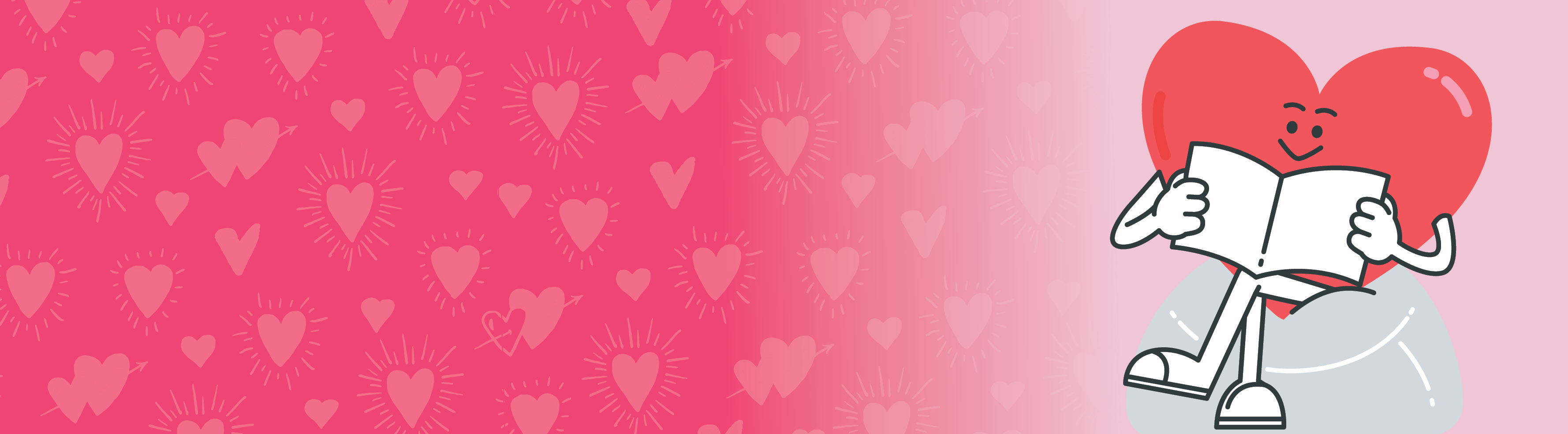 animated heart reading a book