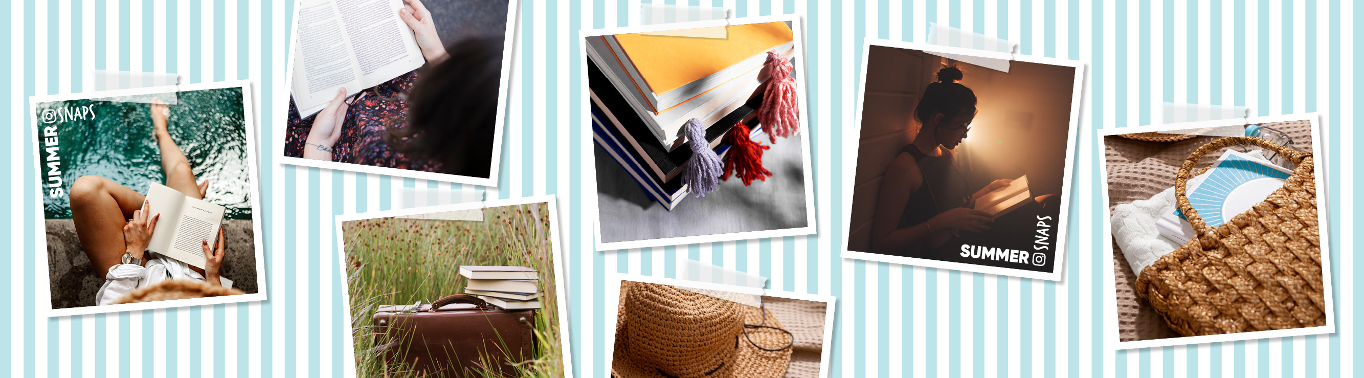 polaroids of people reading