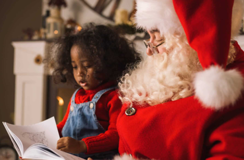 santa reading a story