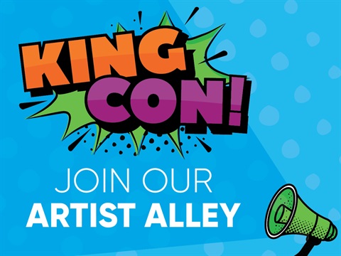 king con logo and text join our artist alley