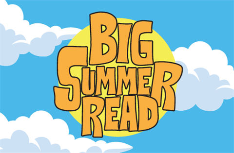 big summer read logo over blue sky and clouds