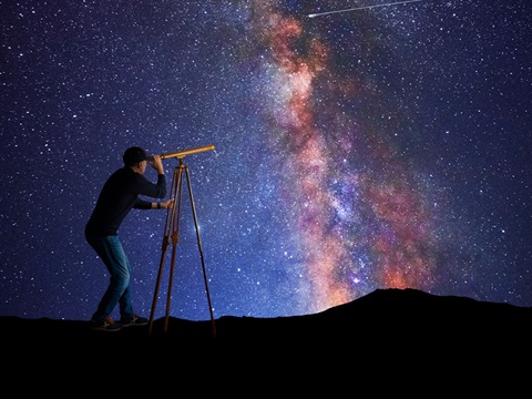 person looking at space