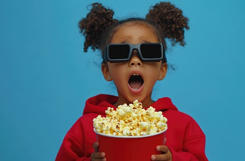 girl with popcorn