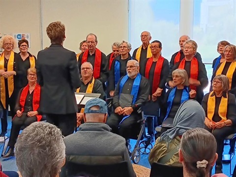 a choir singing