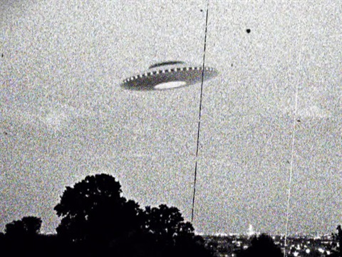 black and white image of ufo