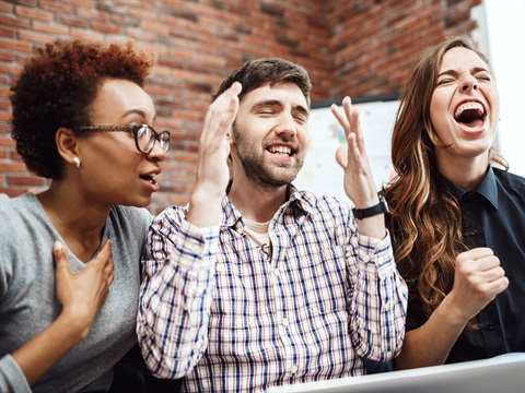 three people excited 