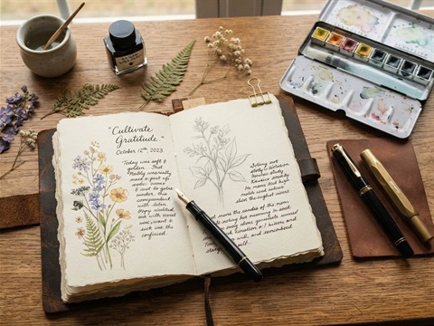 nature journal and paints
