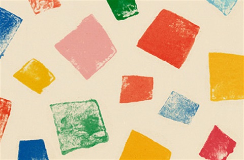 stamped block prints of various colours