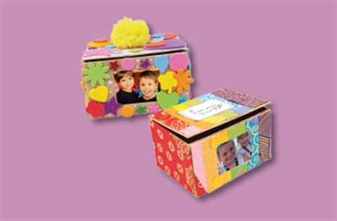 kids hand-made collage boxes