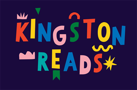 Kingston Reads text in bright colours