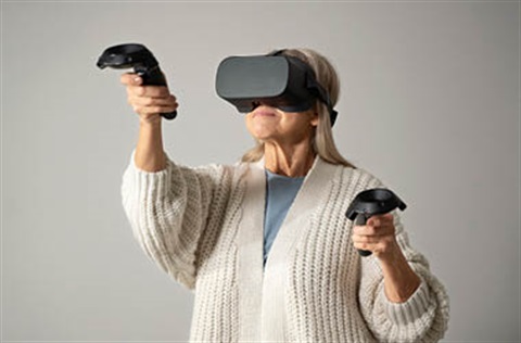 older person using virtual reality